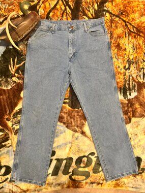 Wrangler 936 Cowboy Cut Jeans 38x30 Vintage Light Wash Western Denim 100% Cotton